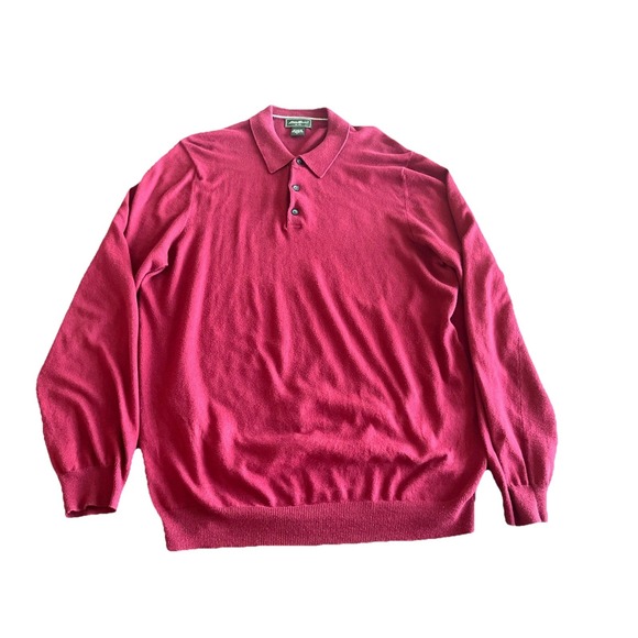 Eddie Bauer Cashmere Cotton Red Sweater Men's Collared Button Size‎ Large L - Picture 1 of 6